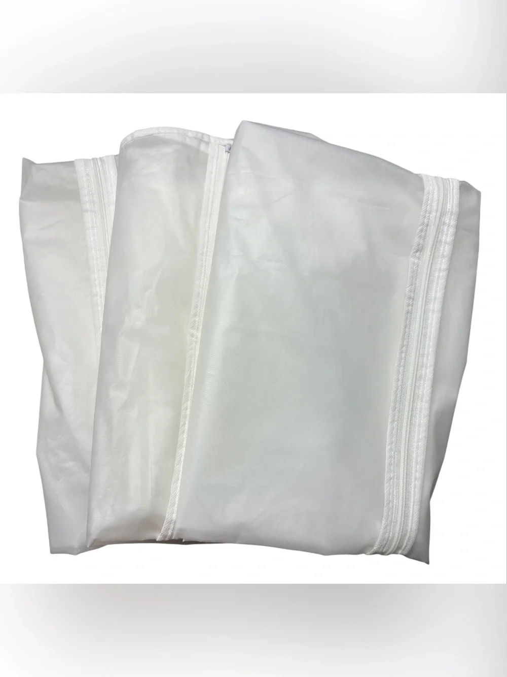 White Garment Bag with Full-Length Zipper - 3 Bags